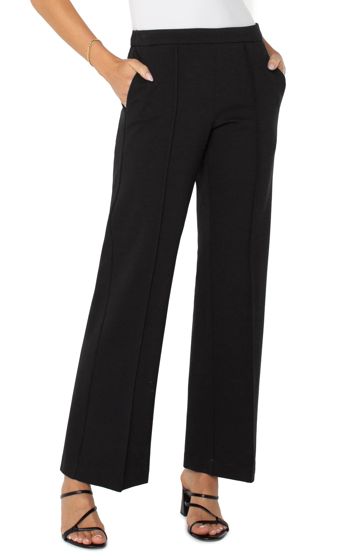 Kayla Wide Leg Pull-on Trouser- Brown Truffle