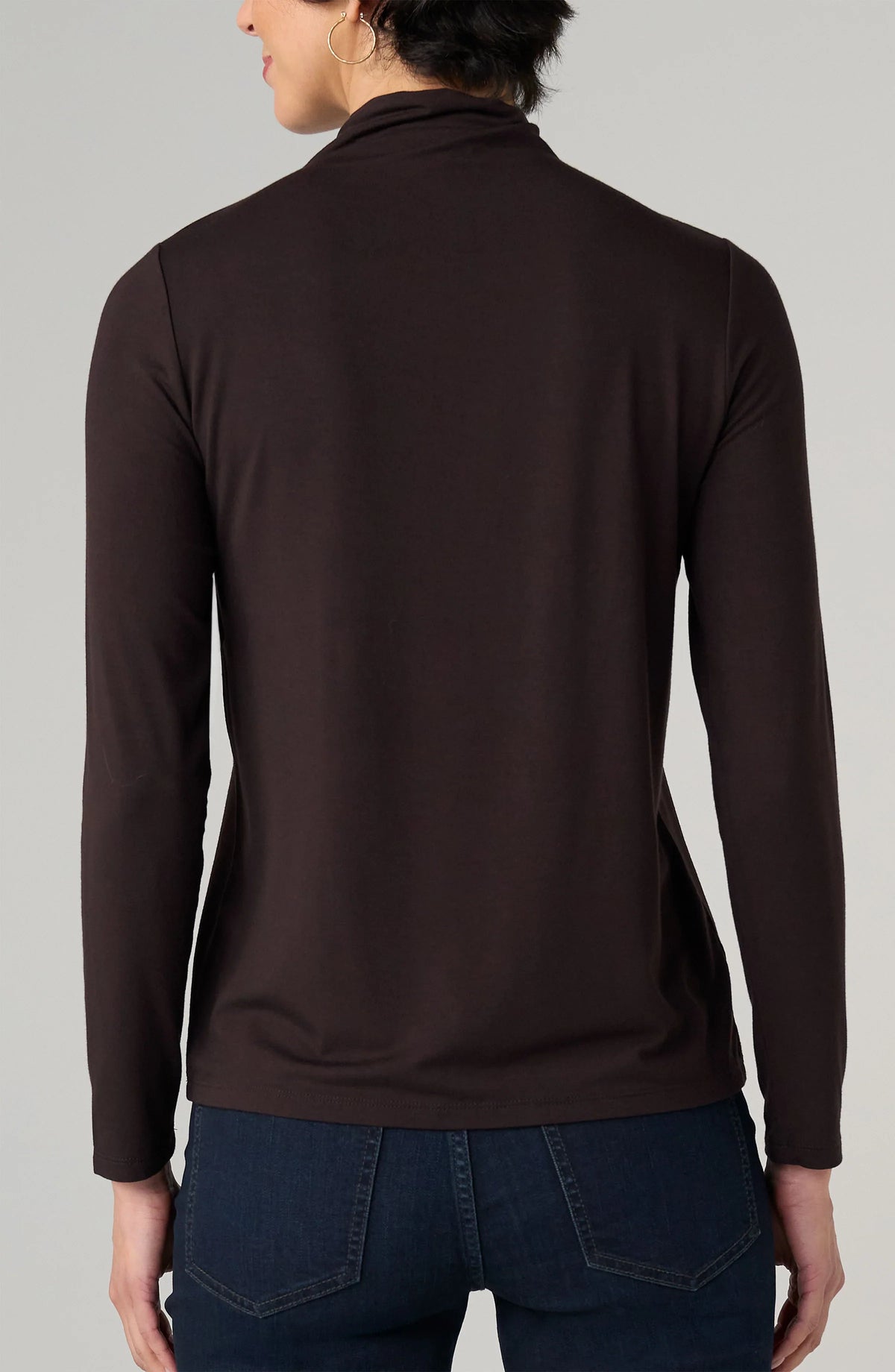 Mock Neck Long Sleeve Knit Top- Java