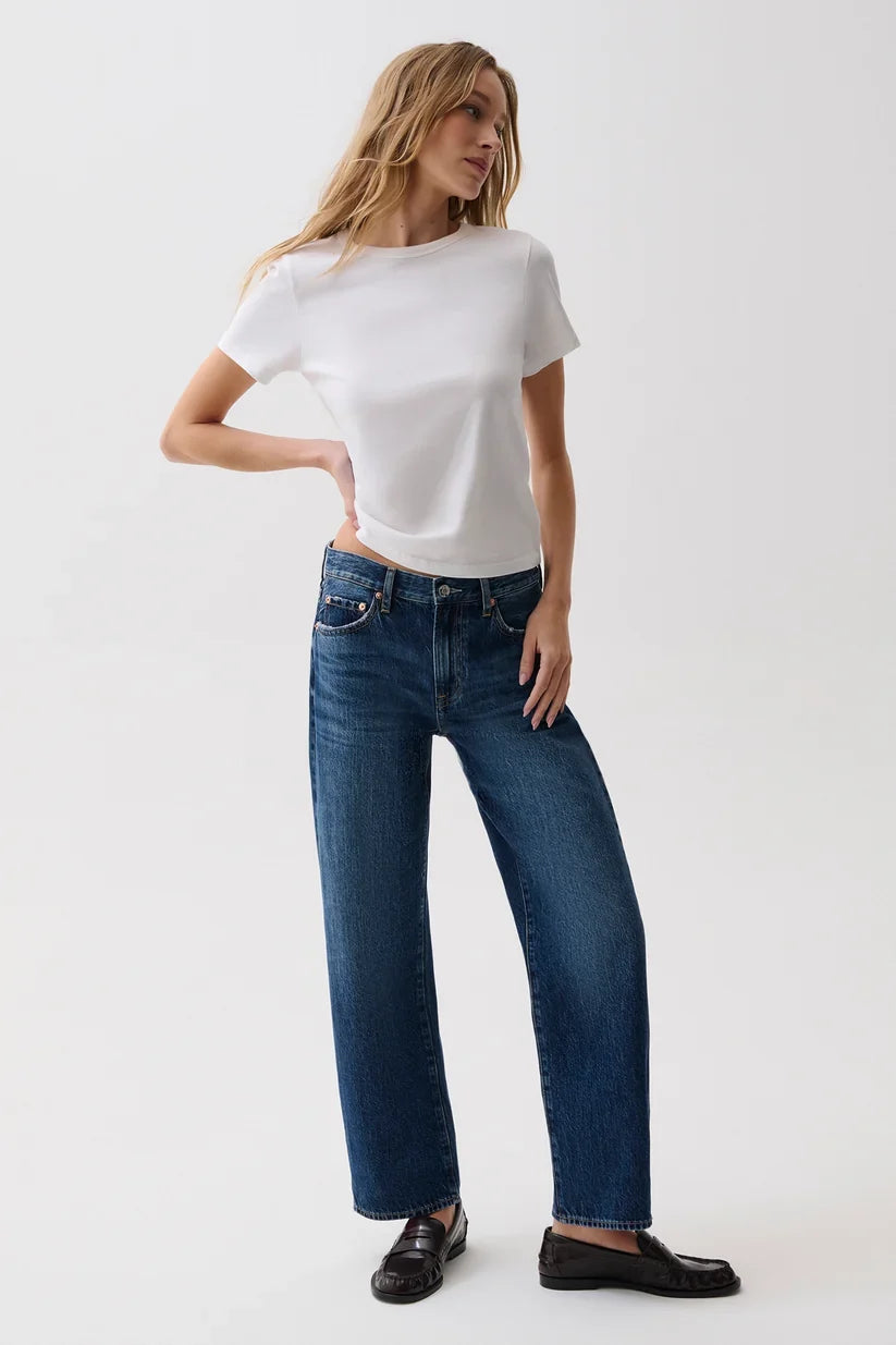 Lexi Mid Rise Bowed Straight- Moonwave