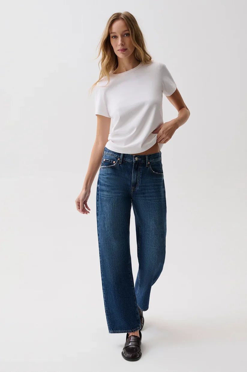 Lexi Mid Rise Bowed Straight- Moonwave