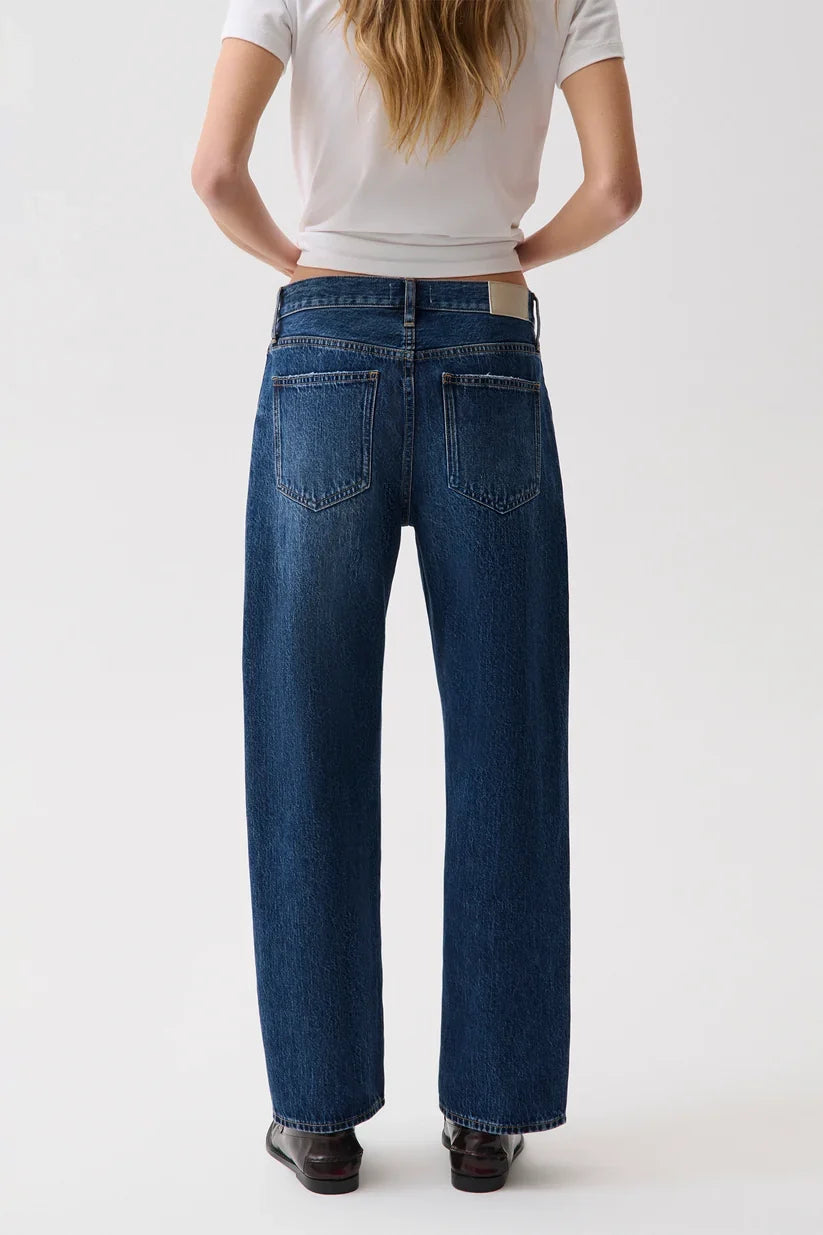 Lexi Mid Rise Bowed Straight- Moonwave