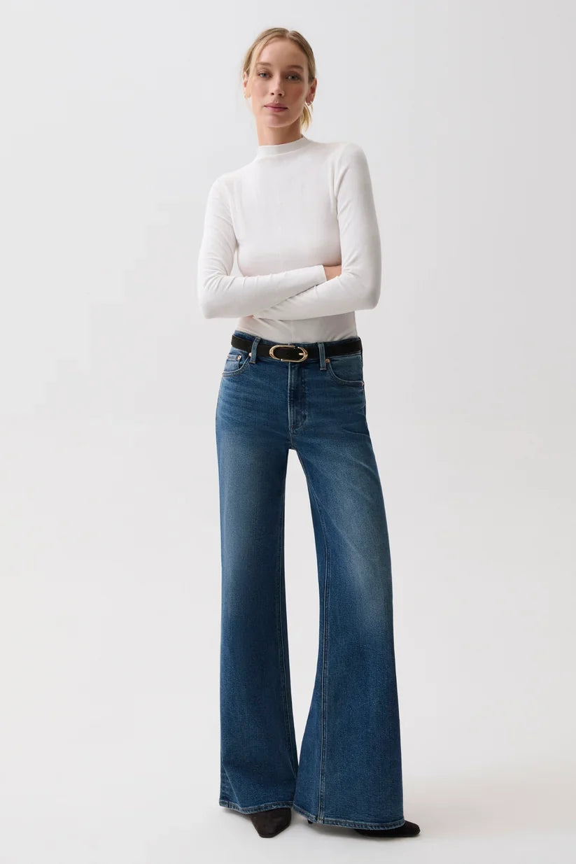 Vivian Mid Rise Wide Leg- Blue Depths
