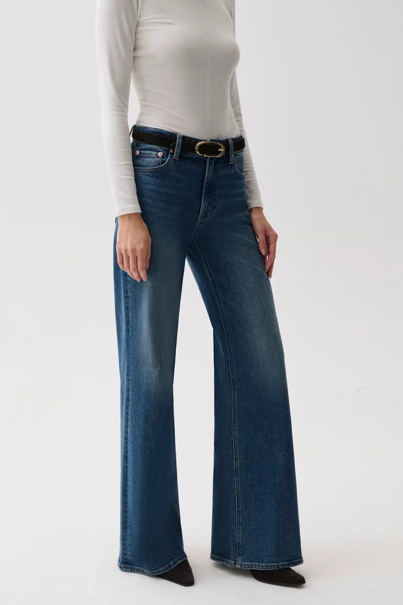 Vivian Mid Rise Wide Leg- Blue Depths