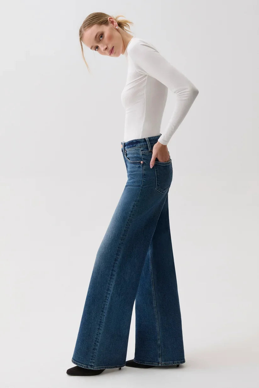 Vivian Mid Rise Wide Leg- Blue Depths