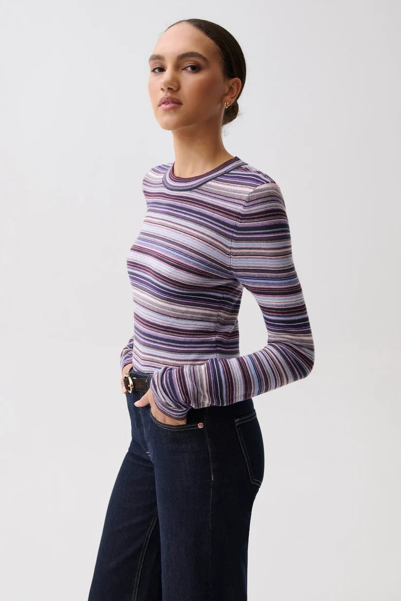 Madison Knit Long Sleeve Top- Lovina Stripe