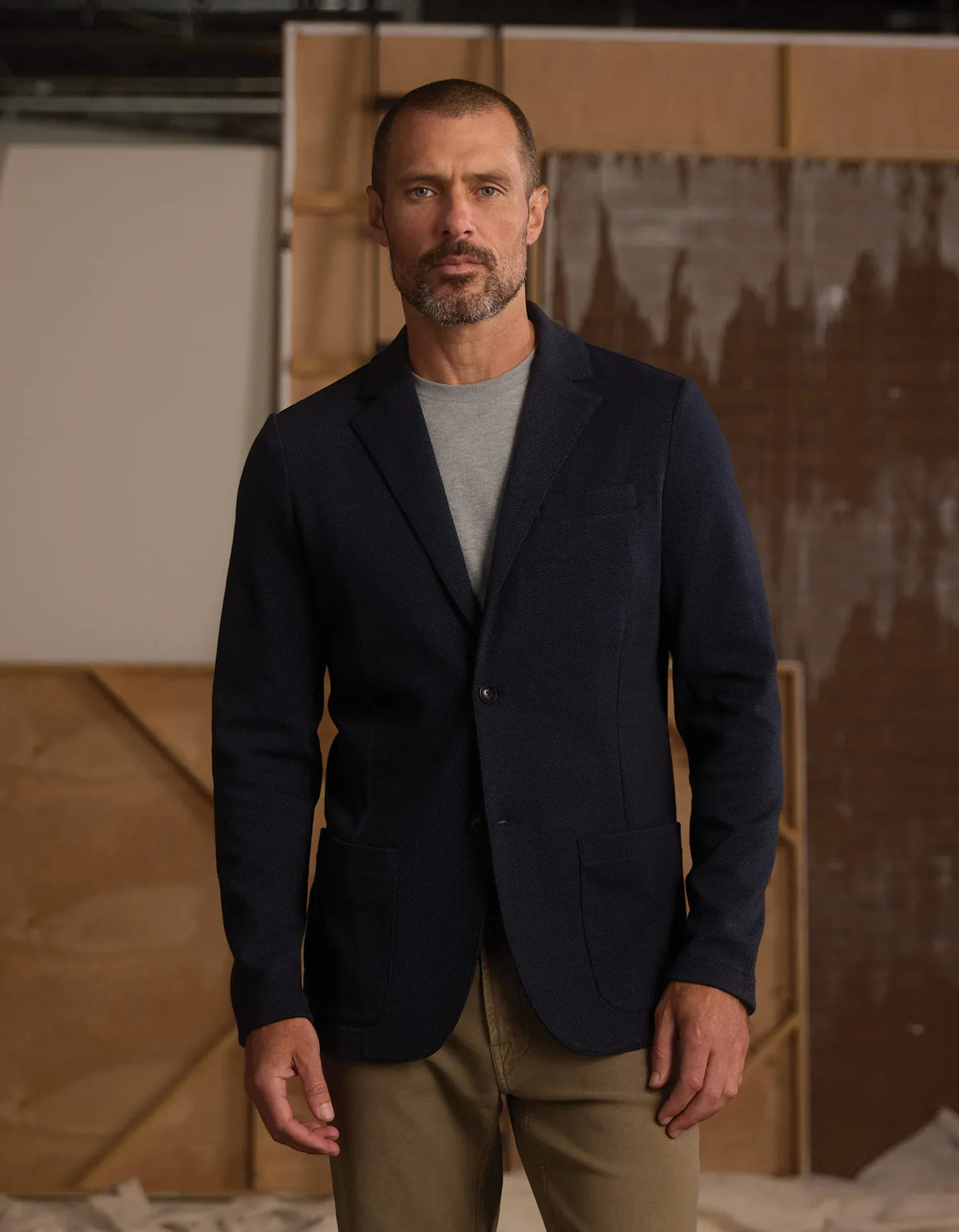 Stretch Knit Blazer- Normal Navy