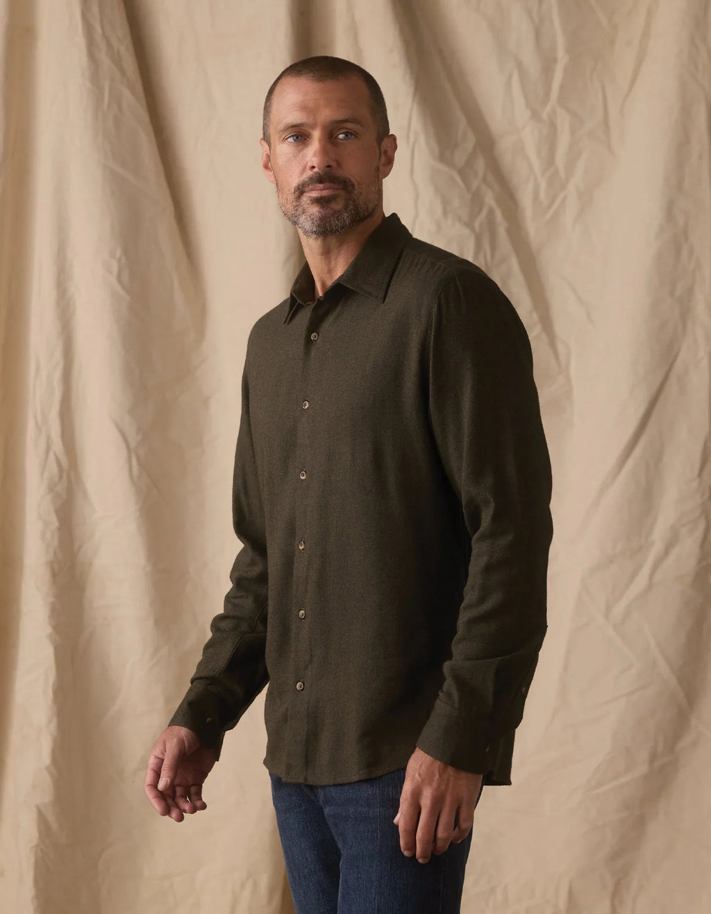 Owen Lightweight Button Up- Dark Olive