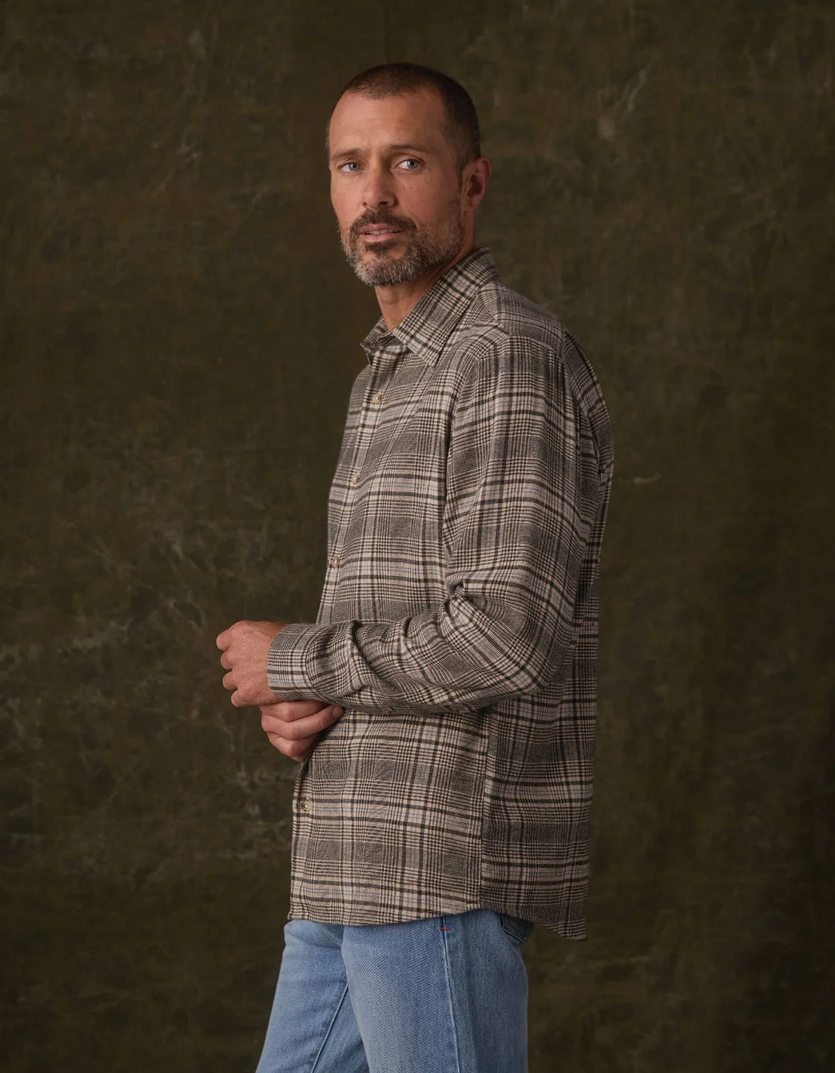 Owen Lightweight Button Up - Slate Blue Plaid