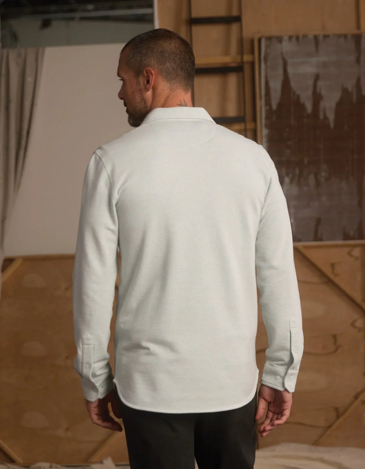 Textured Knit Shirt- Blue Fog