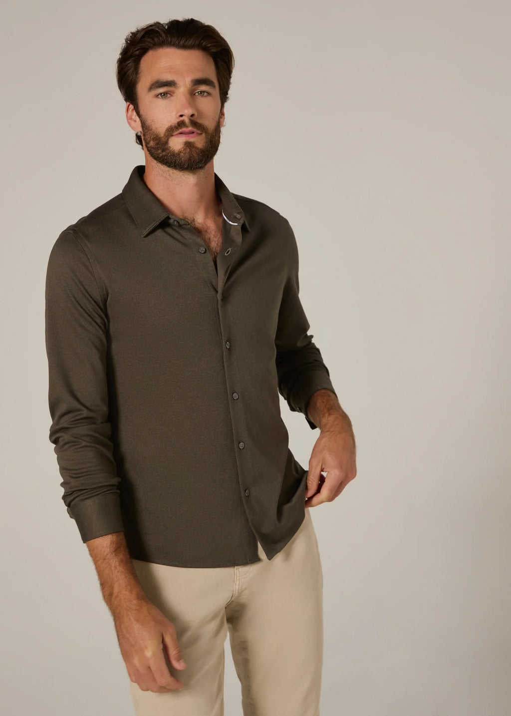 Bowery Long Sleeve Shirt- Olive