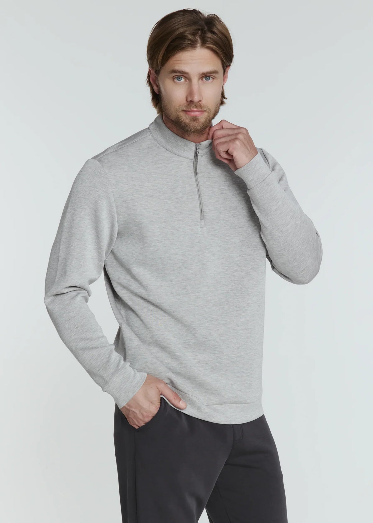 Rev Quarter Zip- Heather Grey