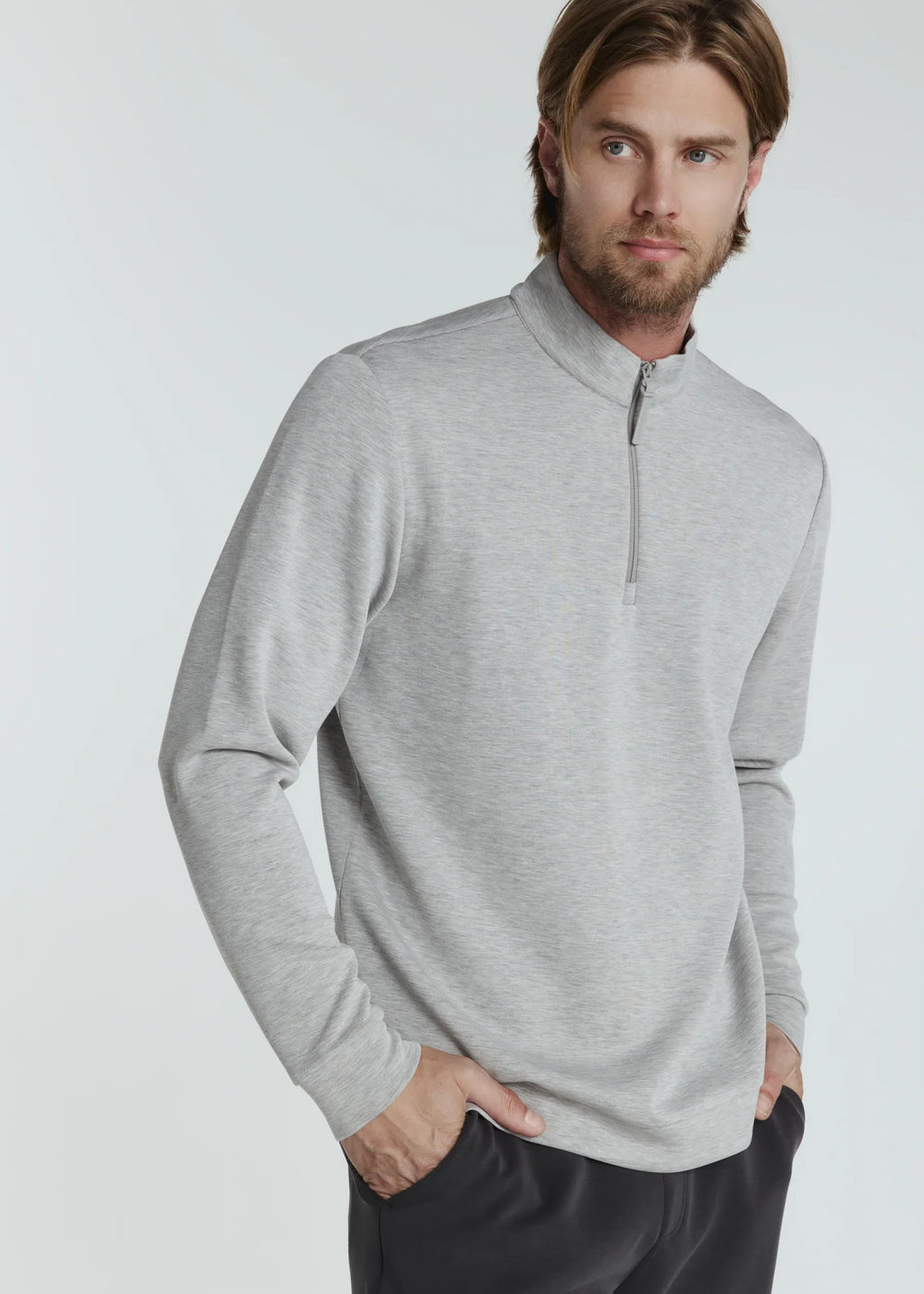 Rev Quarter Zip- Heather Grey