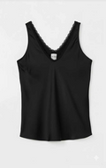Day Gloss Lace Trim Tank- Black