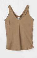Lace Trim Day Gloss Tank- Hazelnut