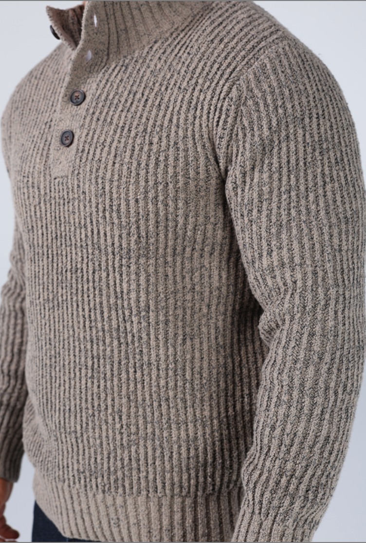 Boucle Popover Sweater- Taupe