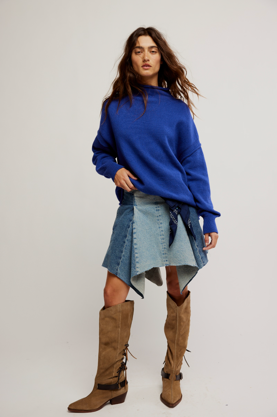 Torres Roll Neck Sweater- Skipper Blue