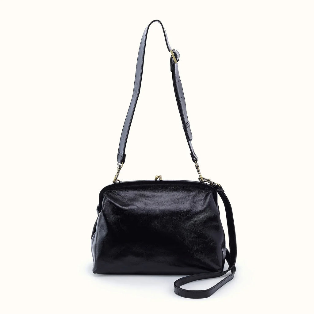 Alba Frame Large Shoulder Bag- Polished Black