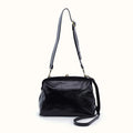 Alba Frame Large Shoulder Bag- Polished Black