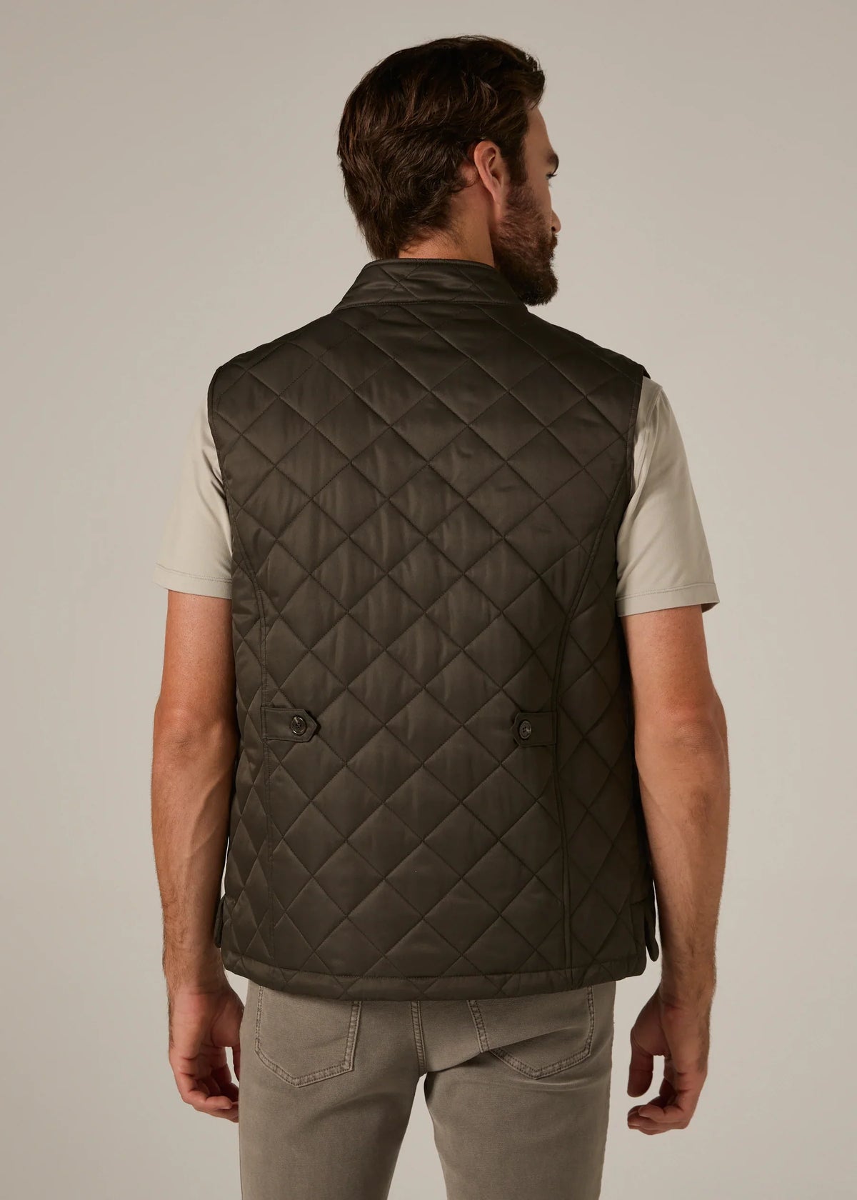 Crest Quilted Vest- Olive