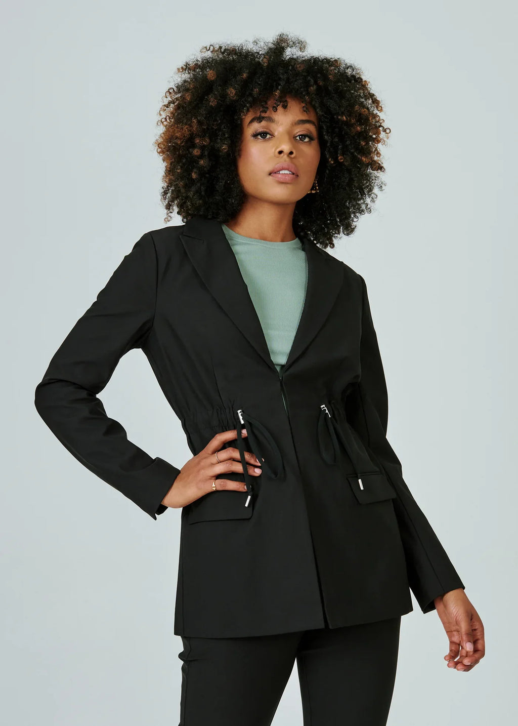 7Diamonds Infinity™ Cinched Waist Blazer- Black