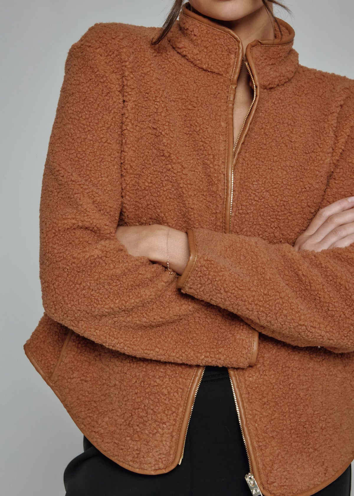 Cozy Full Zip Jacket- Camel
