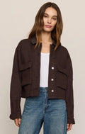 Rey Cropped Denim Chore Jacket- Umber
