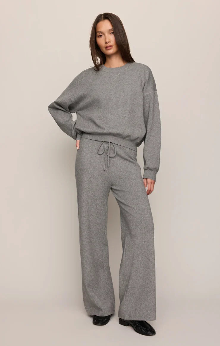 Take It Easy Wide Leg Sweater Pant- Classic Heather Grey
