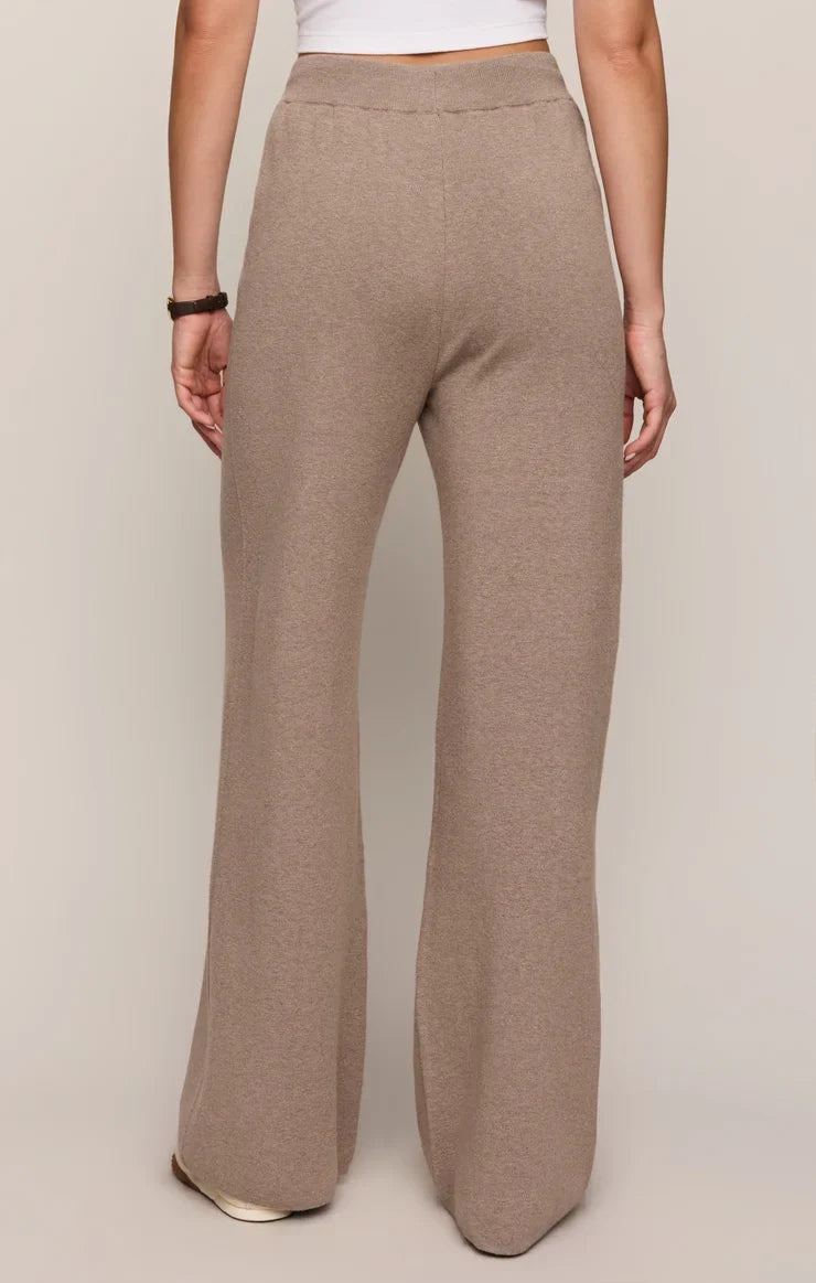 Take It Easy Wide Leg Sweater Pant- Heather Ash
