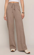 Take It Easy Wide Leg Sweater Pant- Heather Ash