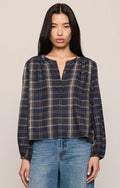 Autumn Plaid Henley Blouse- Eclipse