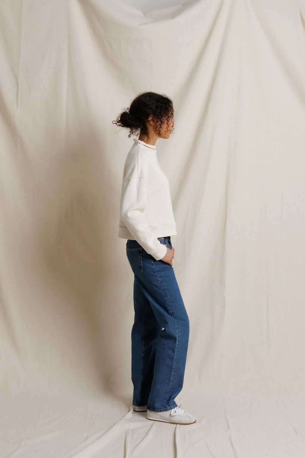 Arden French Terry Mock Neck Sweatshirt- Sugar