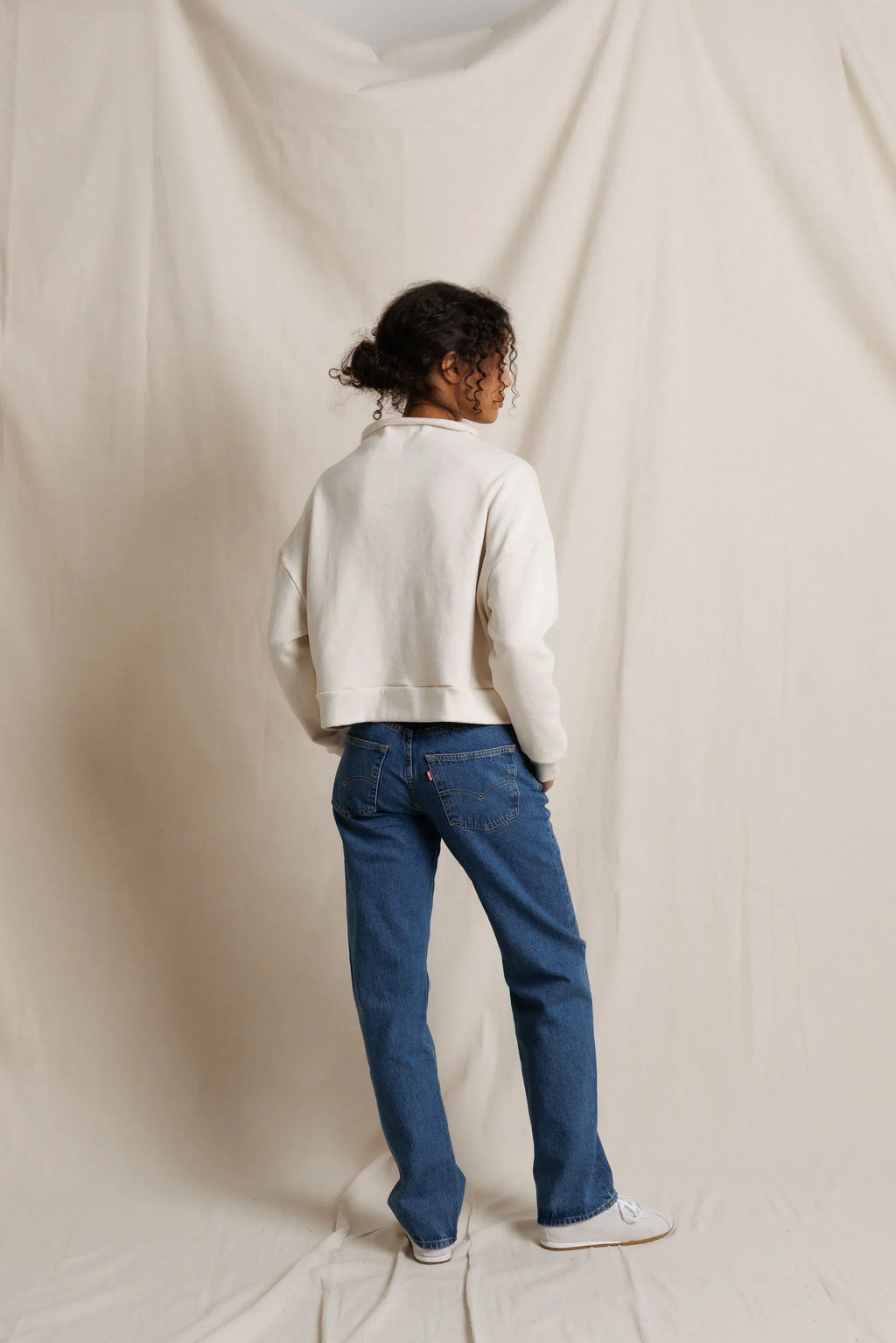 Arden French Terry Mock Neck Sweatshirt- Sugar