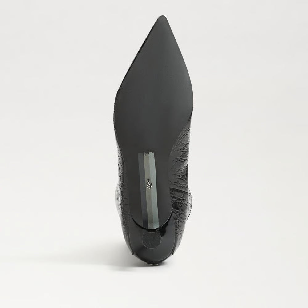 Ramona Mid Calf Boot- Black Croc Leather