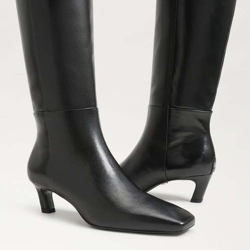 Perla Knee High Boot- Black Leather
