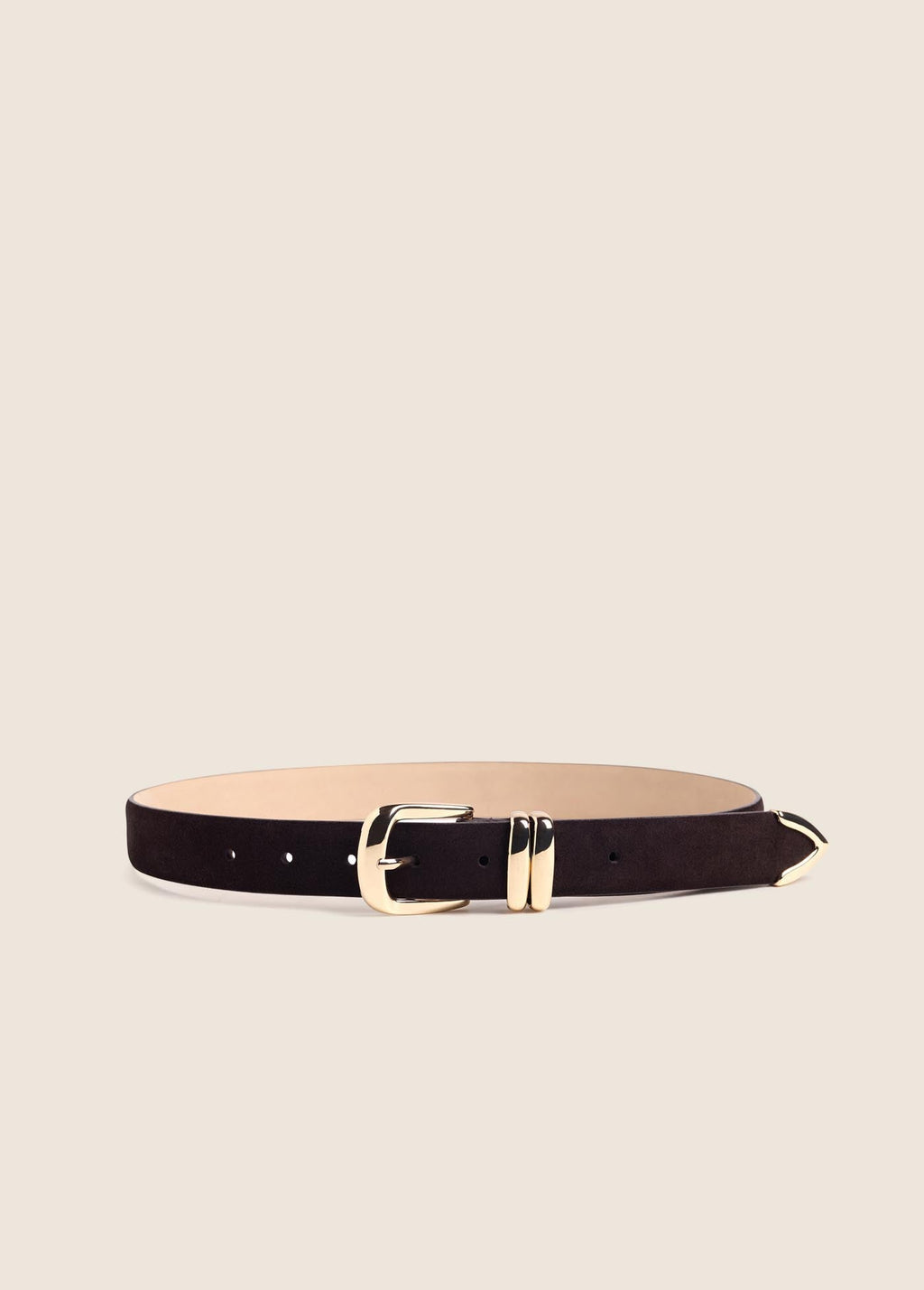 The Suede Jordan Belt- Chocolate w/ Gold