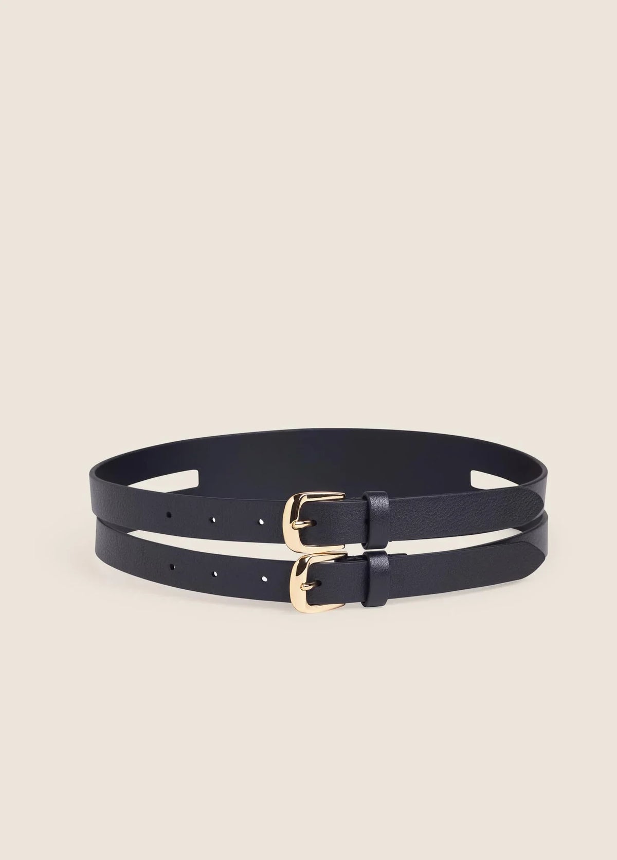 The Double Take Belt- Black/ Polished Gold