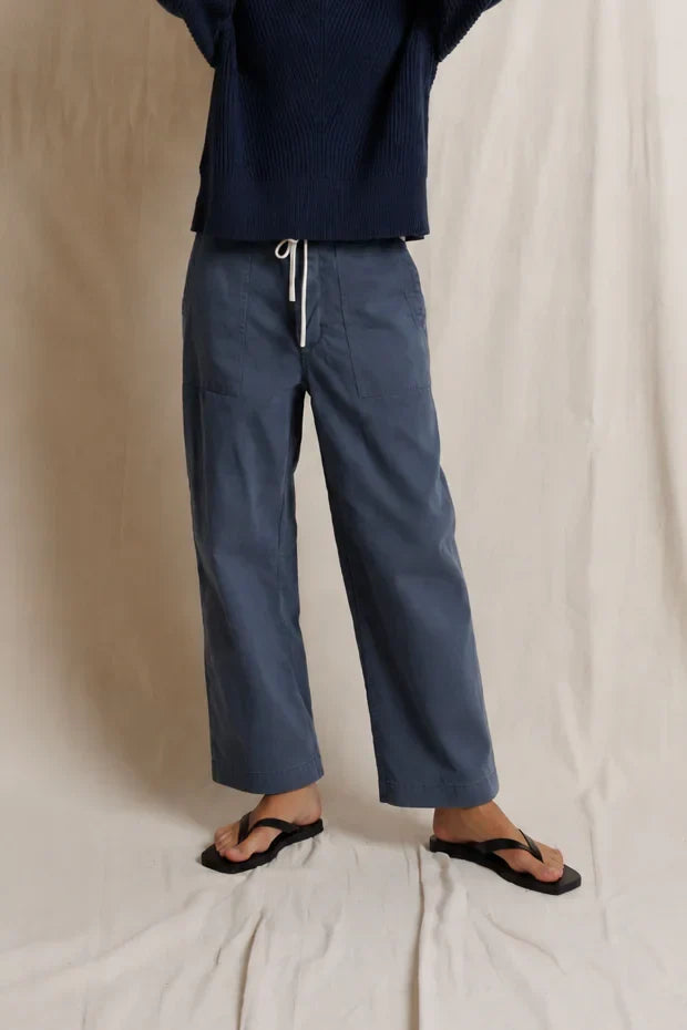 Virginia Sateen Slub Utility Pant- Turbulence