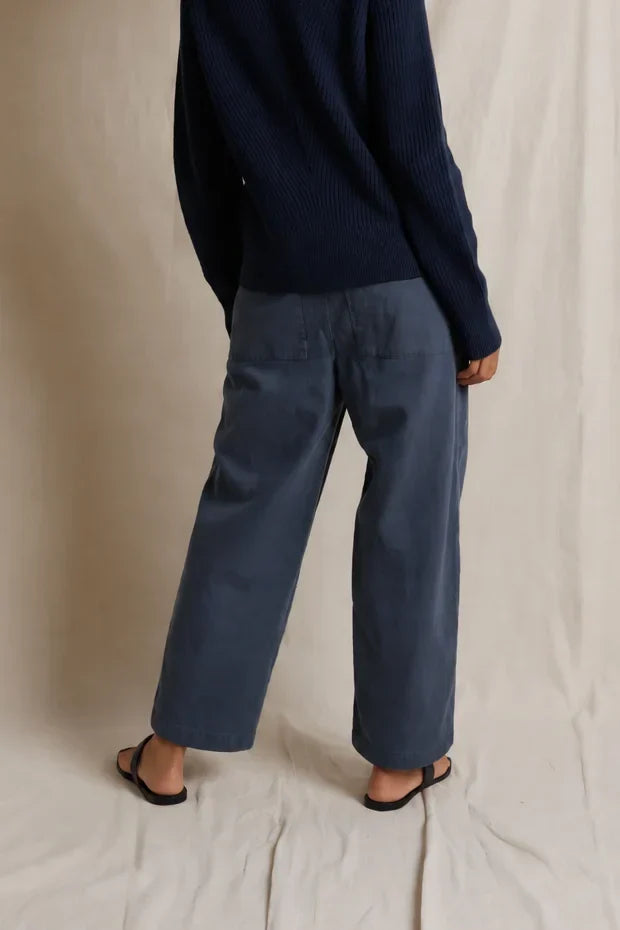 Virginia Sateen Slub Utility Pant- Turbulence