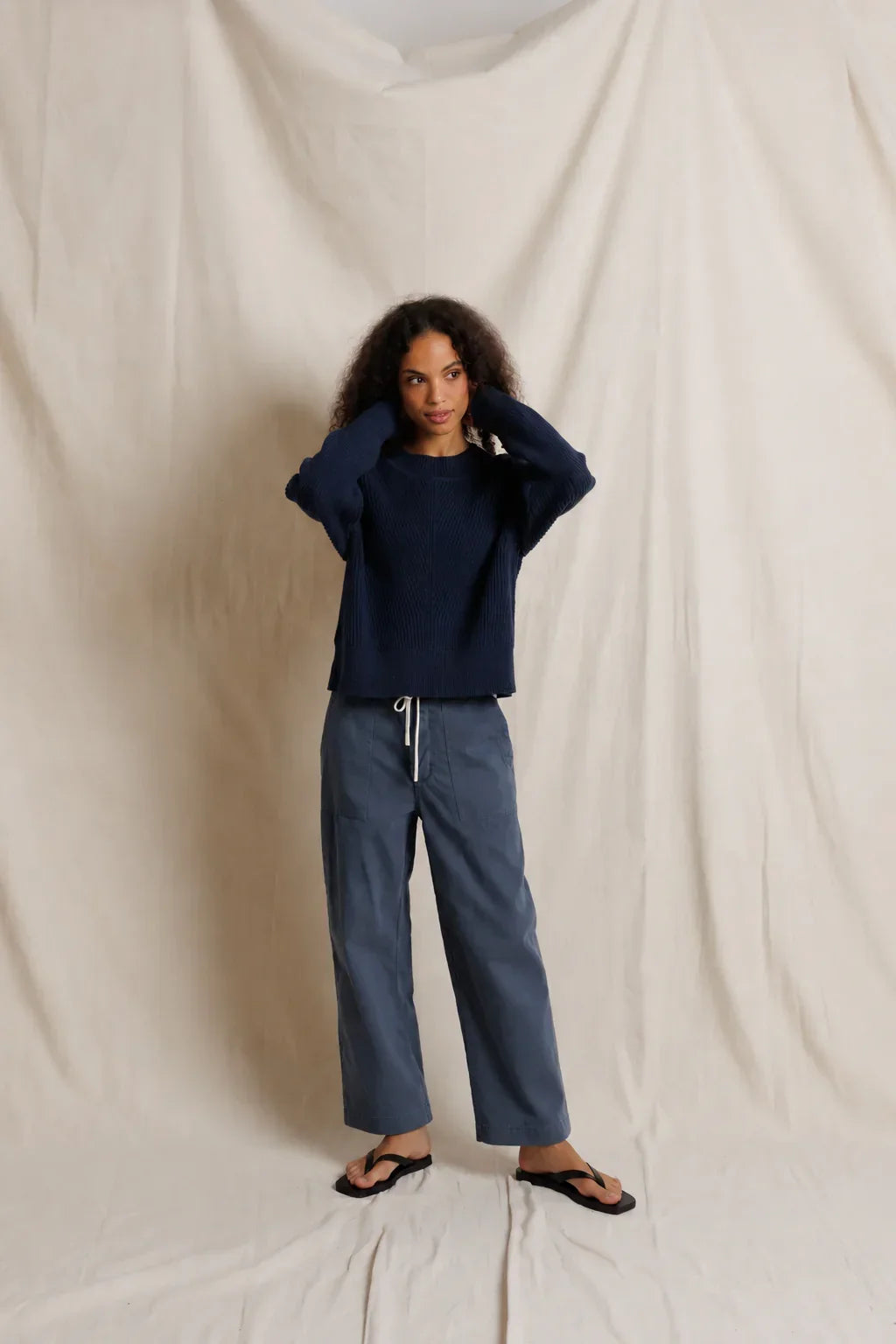 Virginia Sateen Slub Utility Pant- Turbulence