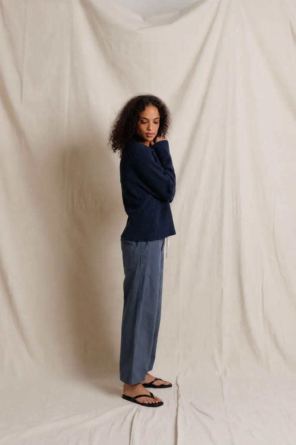 Virginia Sateen Slub Utility Pant- Turbulence
