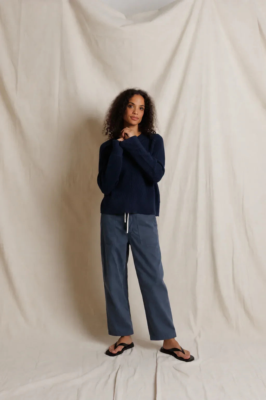 Virginia Sateen Slub Utility Pant- Turbulence