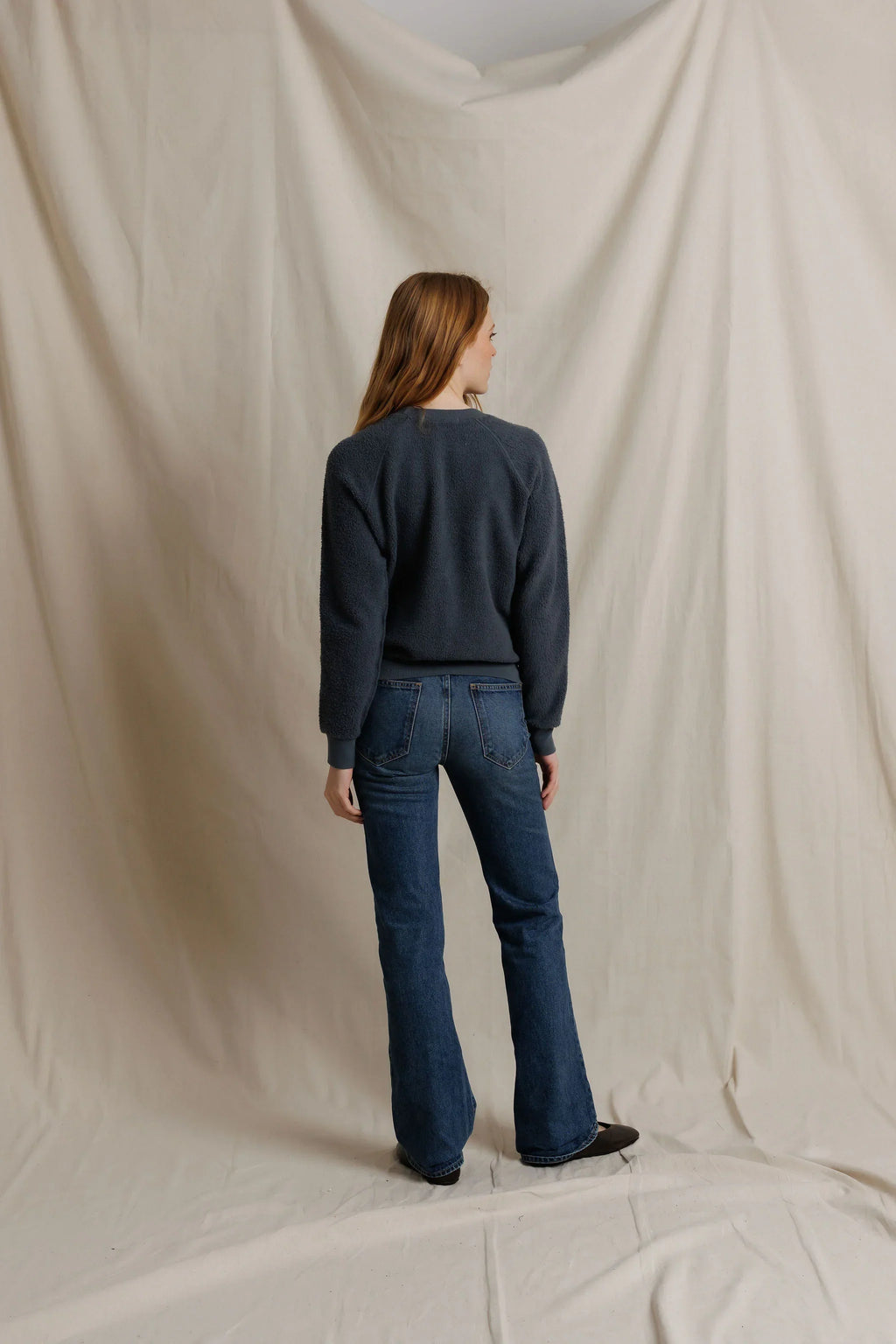 Ziggy Reverse Fleece Crew Neck Sweatshirt- Turbulence