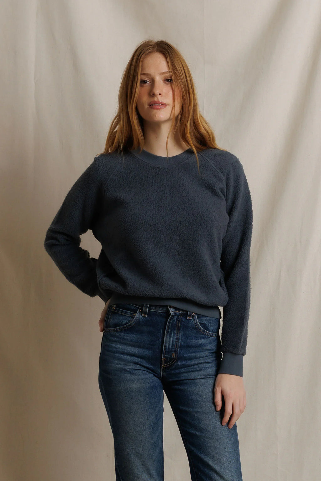 Ziggy Reverse Fleece Crew Neck Sweatshirt- Turbulence