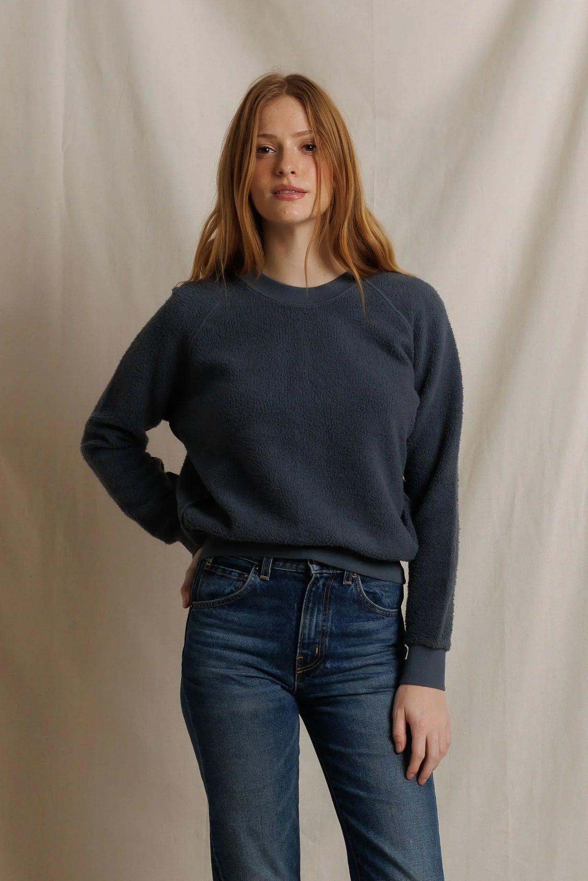 Ziggy Reverse Fleece Crew Neck Sweatshirt- Turbulence