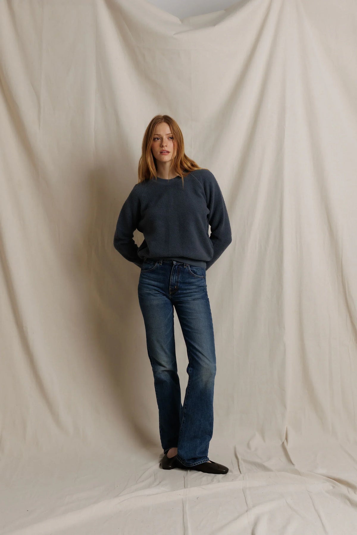 Ziggy Reverse Fleece Crew Neck Sweatshirt- Turbulence